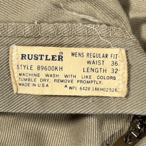 Vintage Rustler Pants Mens 34x31 Brown Regular Fit Workwear USA Made 80s - Picture 6 of 10